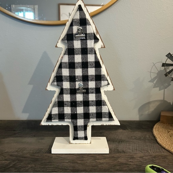 Black and white light up Buffalo Christmas Tree Photo Holder Decor - Picture 2 of 5